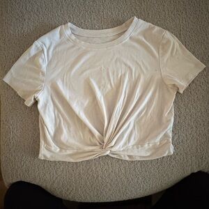 Women's Cream Knotted Crop Top